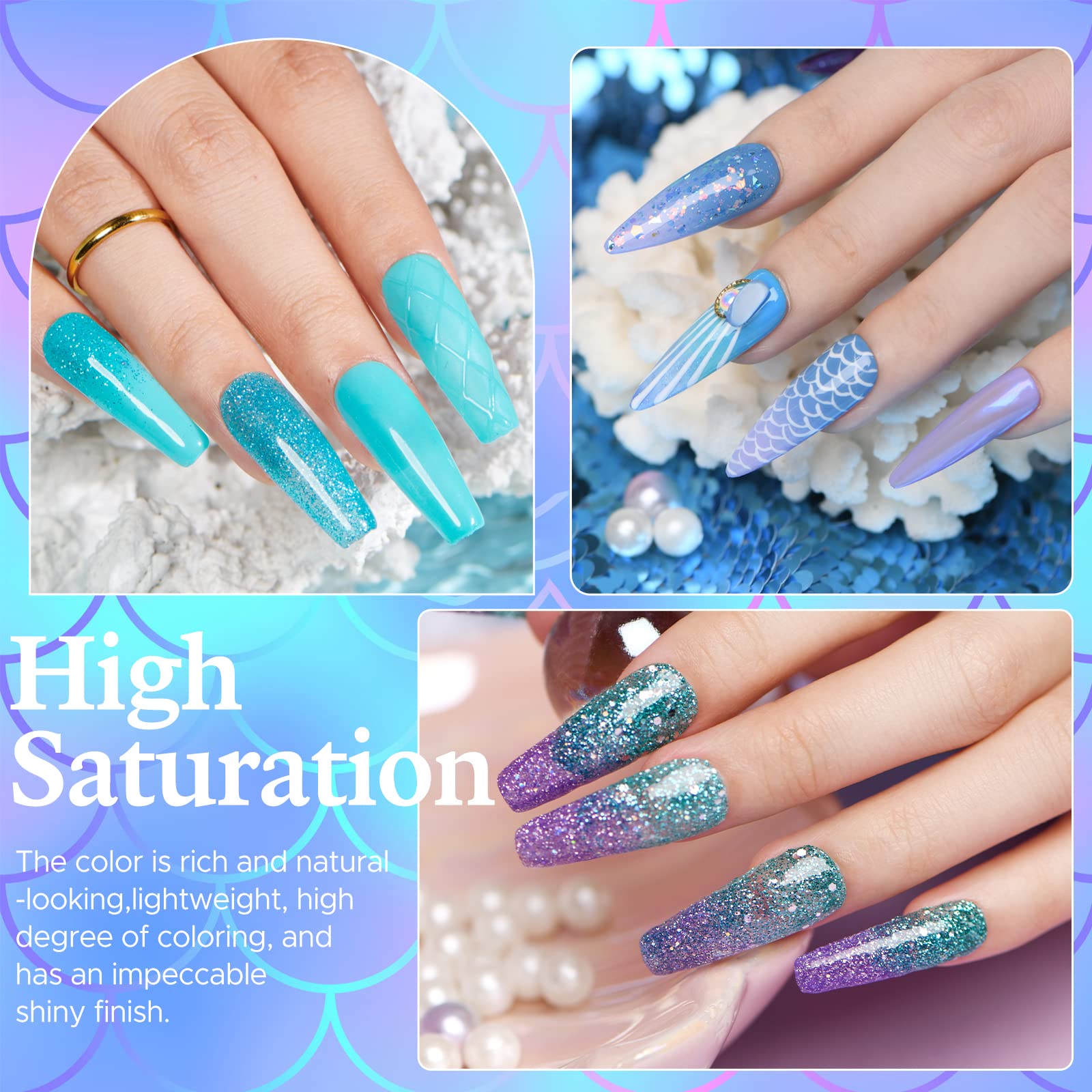 AZUREBEAUTY dip powder colors swatches showing 20 options for custom nails