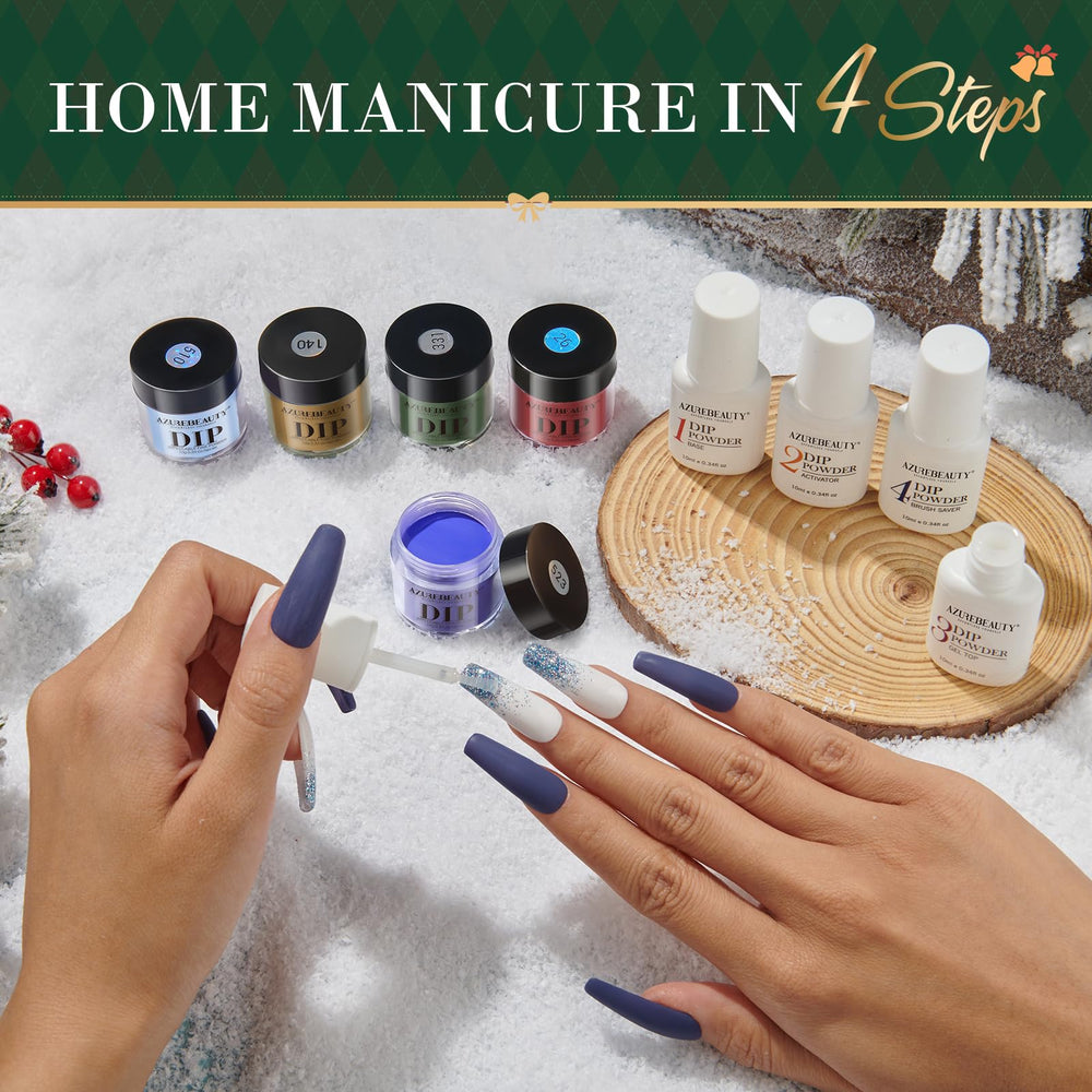 AZUREBEAUTY glitter-blue-green combo emphasizes festive shimmer for party-ready nails.