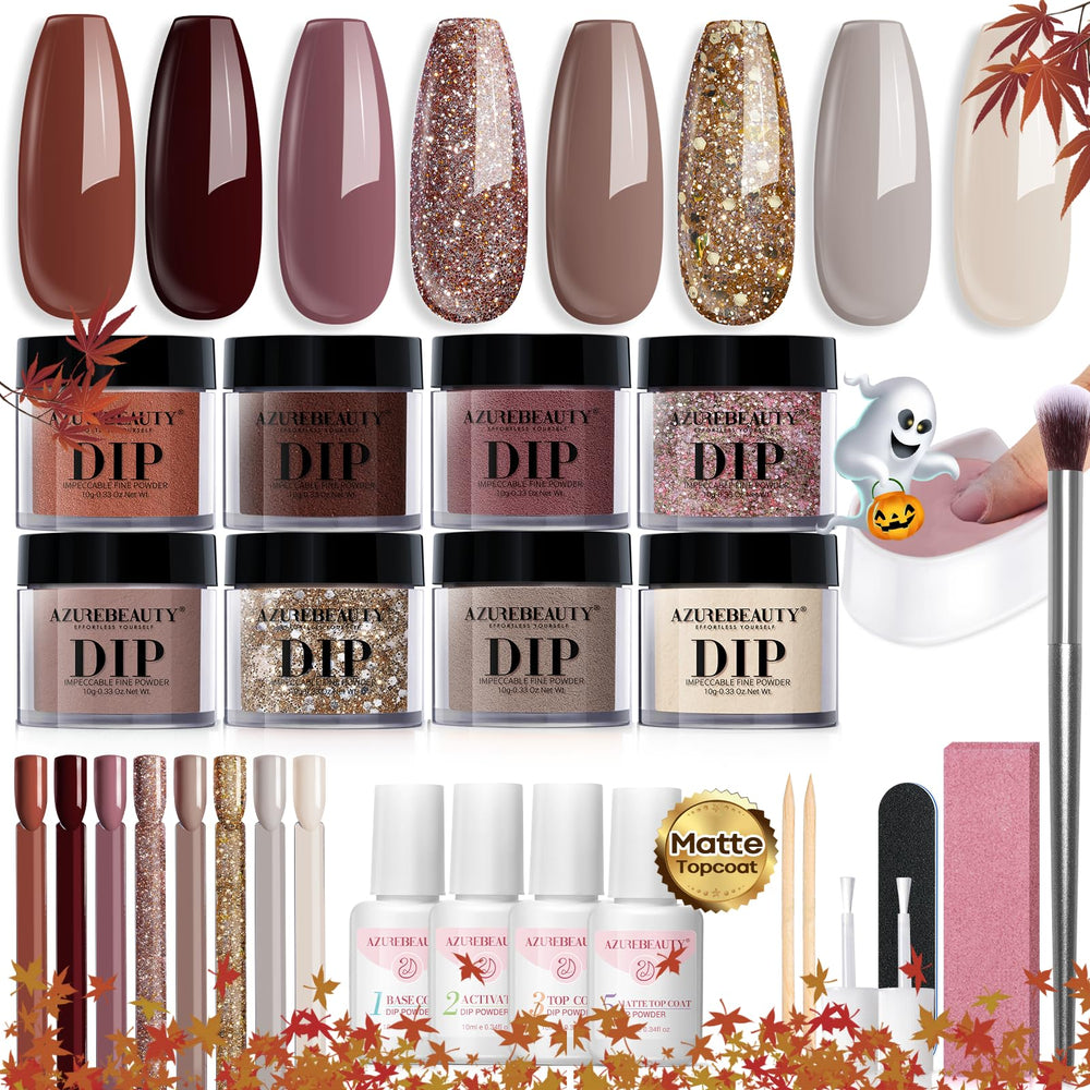 AZUREBEAUTY dip powder kit setup with all essentials for easy at-home manicures.