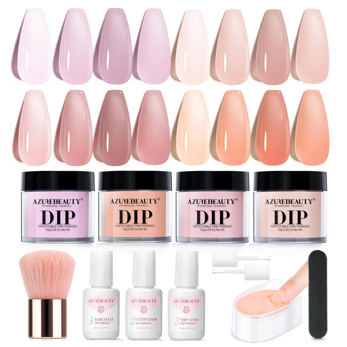 AZUREBEAUTY dip powder kit with 4 colors for at-home manicures