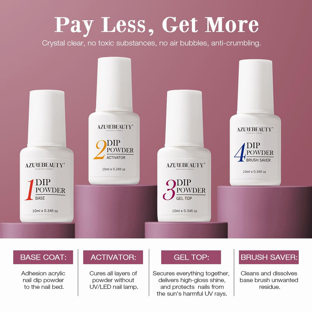AZUREBEAUTY dip powder kit at-home setup for easy DIY nails.