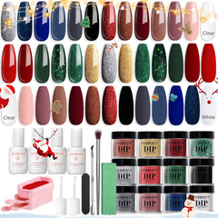AZUREBEAUTY dip powder kit color swatches show vibrant festive shades for nails