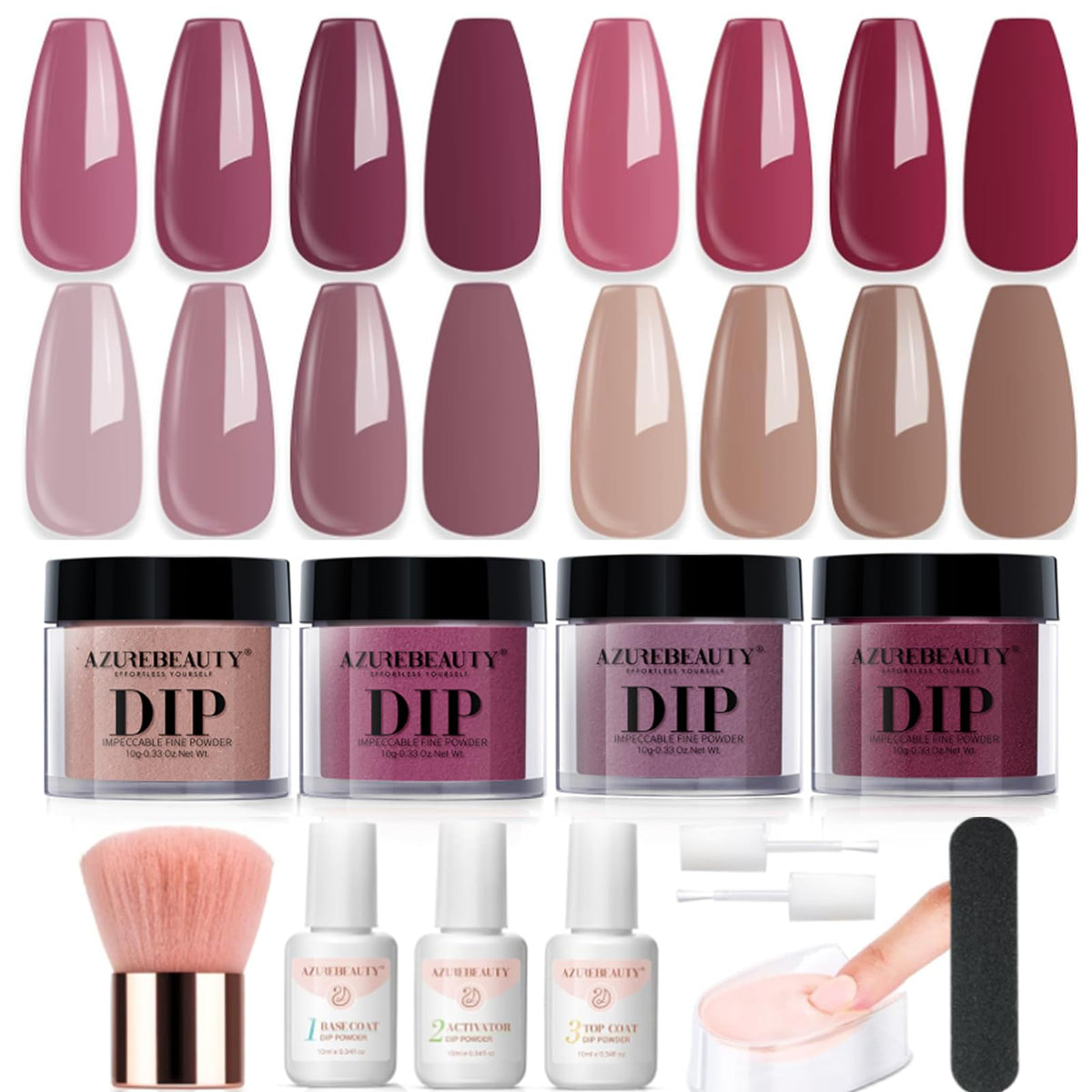 AZUREBEAUTY dip powder kit four colors for salon-ready at-home manicures