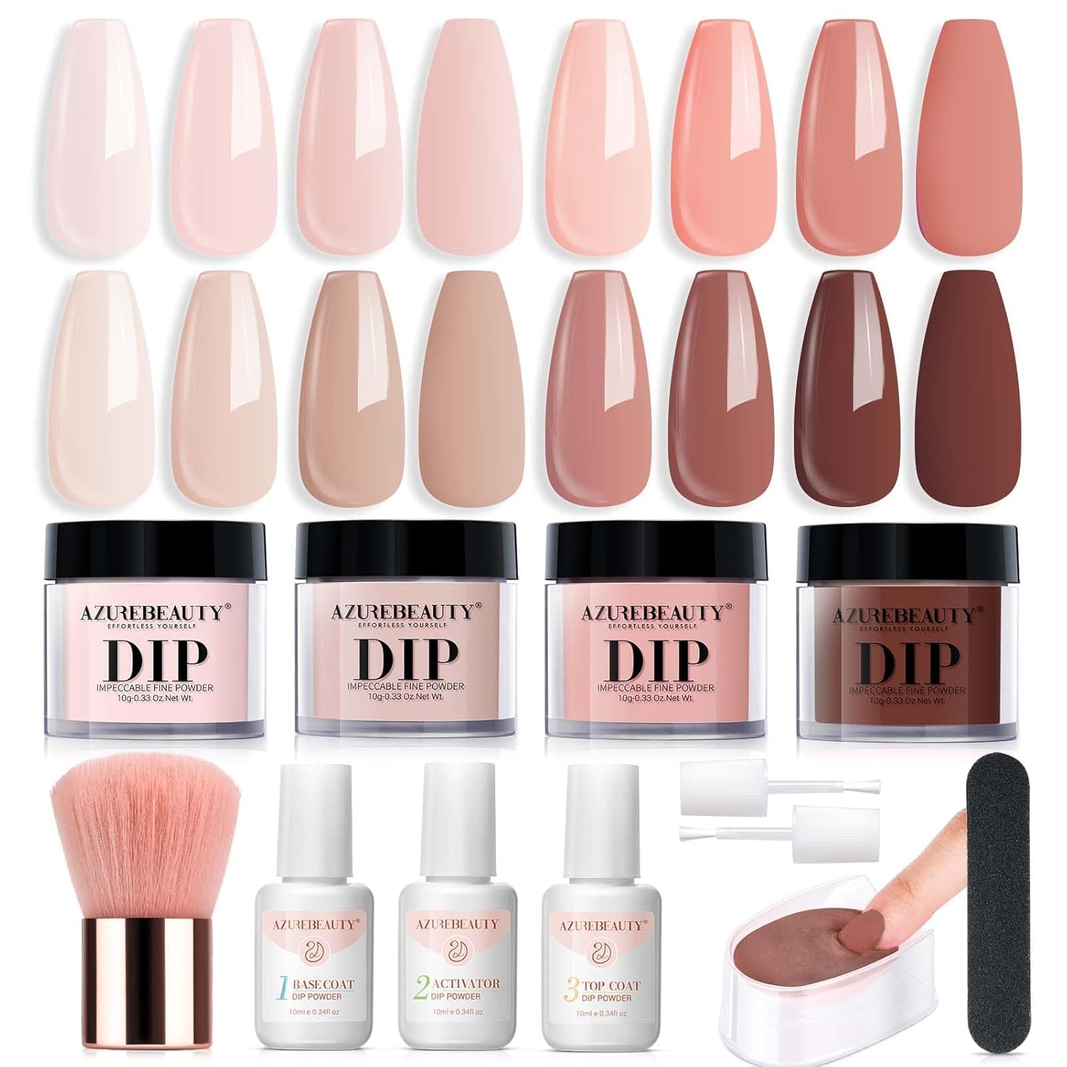 AZUREBEAUTY Dip Powder Kit front view for beginner-friendly home nails.