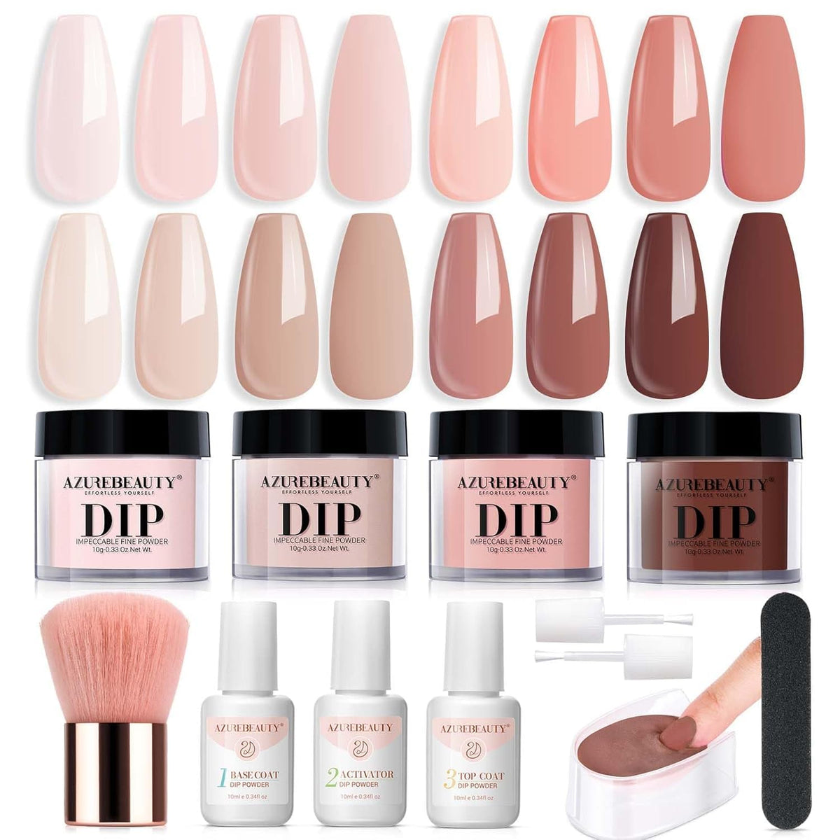 AZUREBEAUTY Dip Powder Kit front view for beginner-friendly home nails.