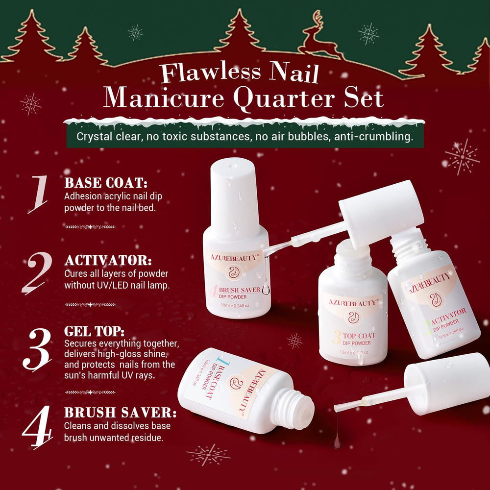 AZUREBEAUTY dip powder kit holiday nails ready-to-wear for seasonal looks
