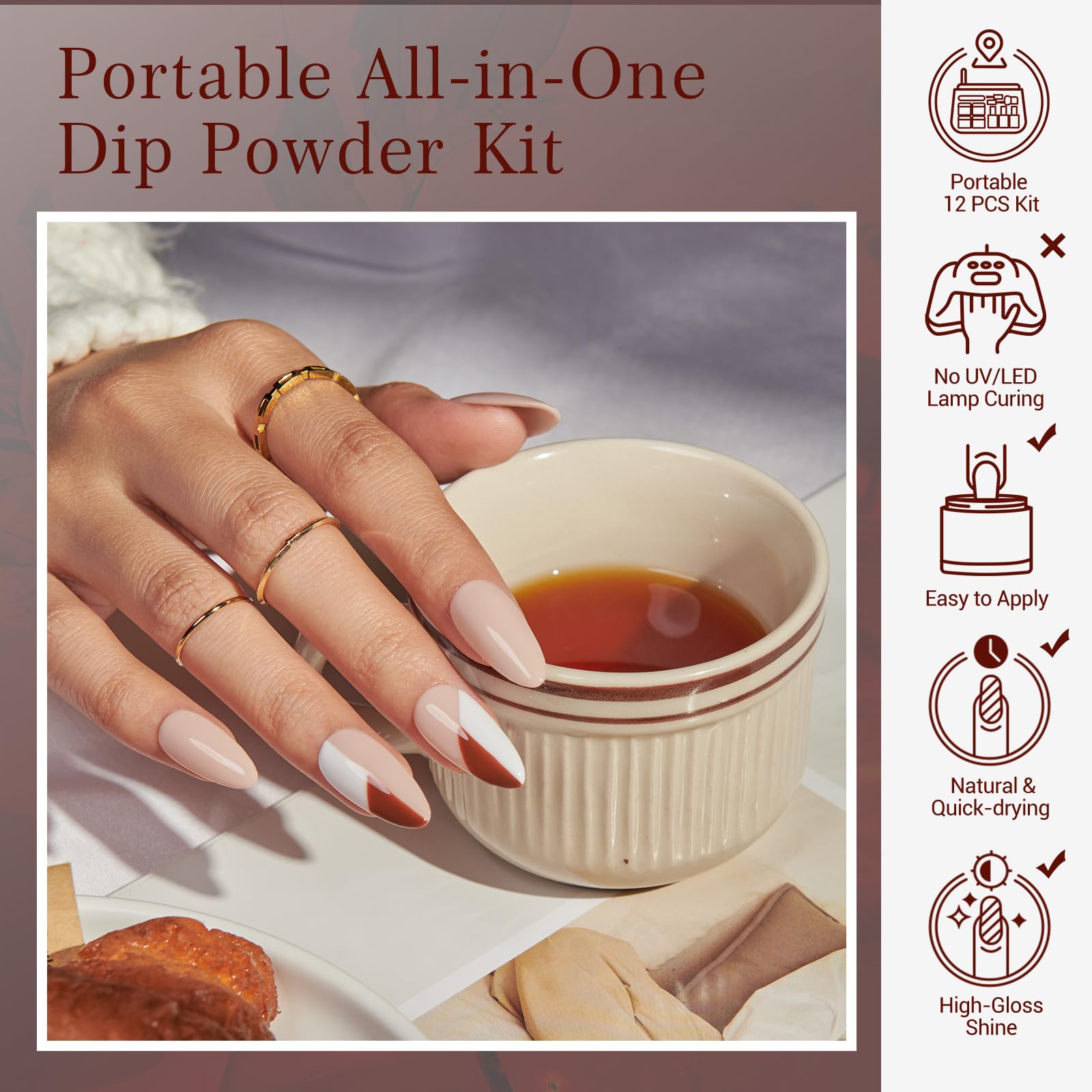 AZUREBEAUTY dip powder recycling tray keeps work area tidy during powder application.
