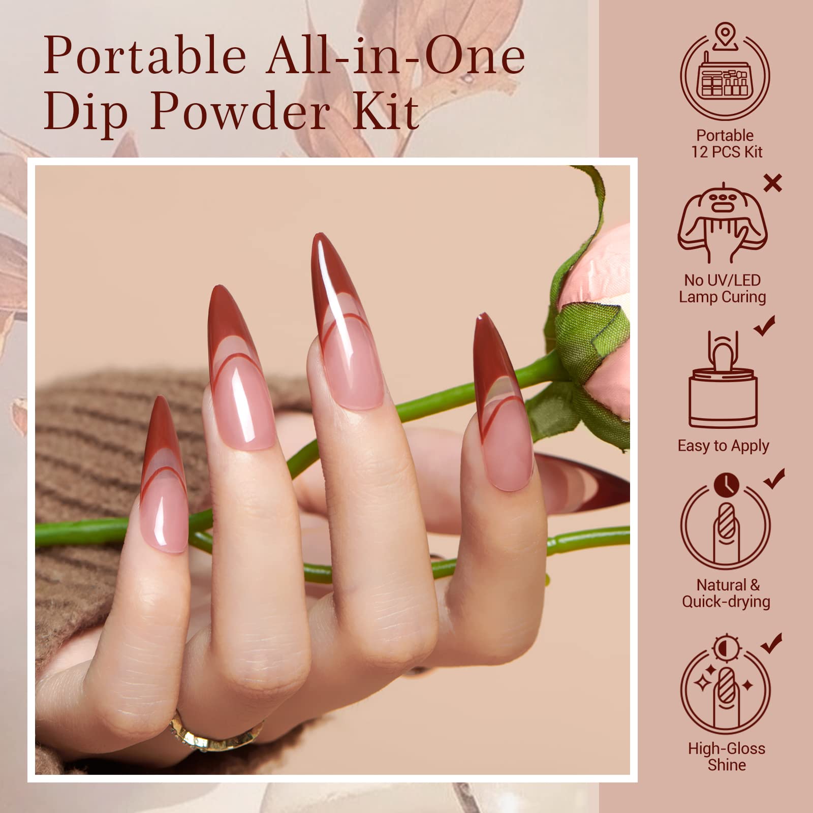 AZUREBEAUTY dip powder light-brown glitter shade with soft shimmer for celebratory nails