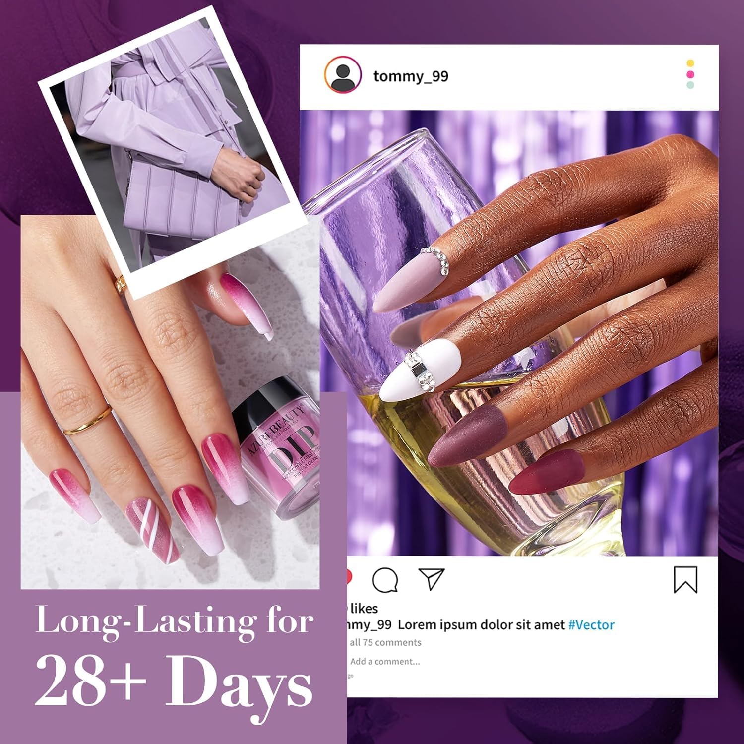AZUREBEAUTY dip powder lilac purple 10g offers soft, elegant shimmer for everyday nails.