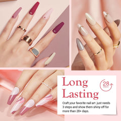 AZUREBEAUTY 4-liquid set includes base, top, activator, brush saver for easy at-home manicures.