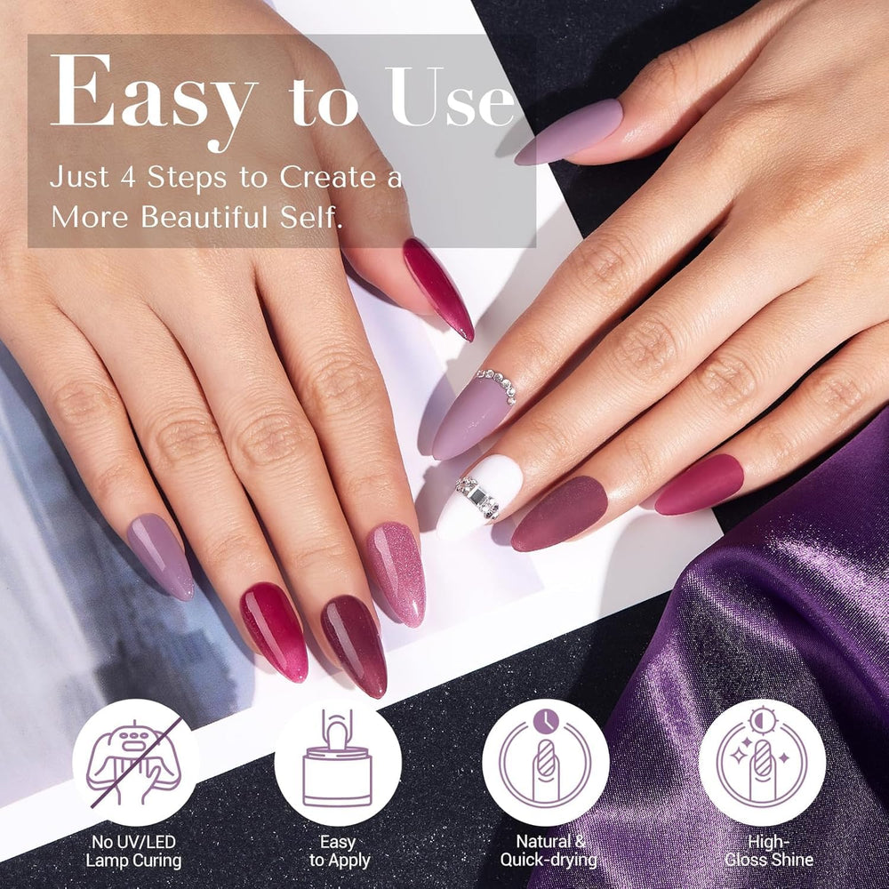 AZUREBEAUTY dip powder purple jam 10g adds vibrant color and glossy finish.