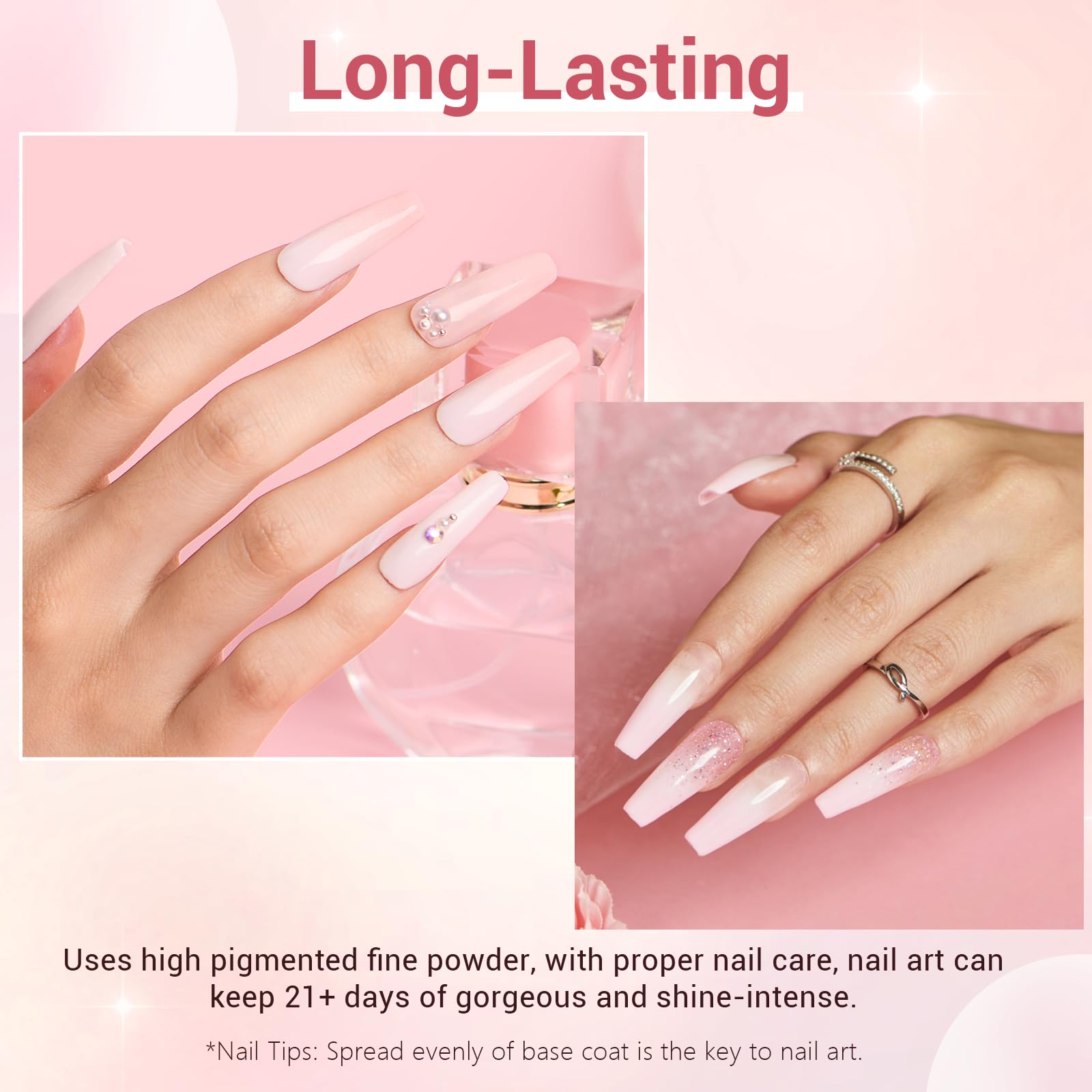 AZUREBEAUTY polvo rosa bebé claro, tono suave para uñas elegantes.