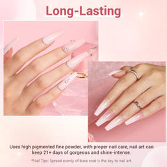 AZUREBEAUTY polvo rosa bebé claro, tono suave para uñas elegantes.