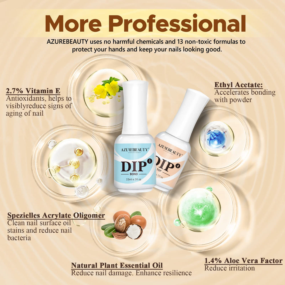 AZUREBEAUTY no-lamp-needed dip system supports at-home salon-quality results.