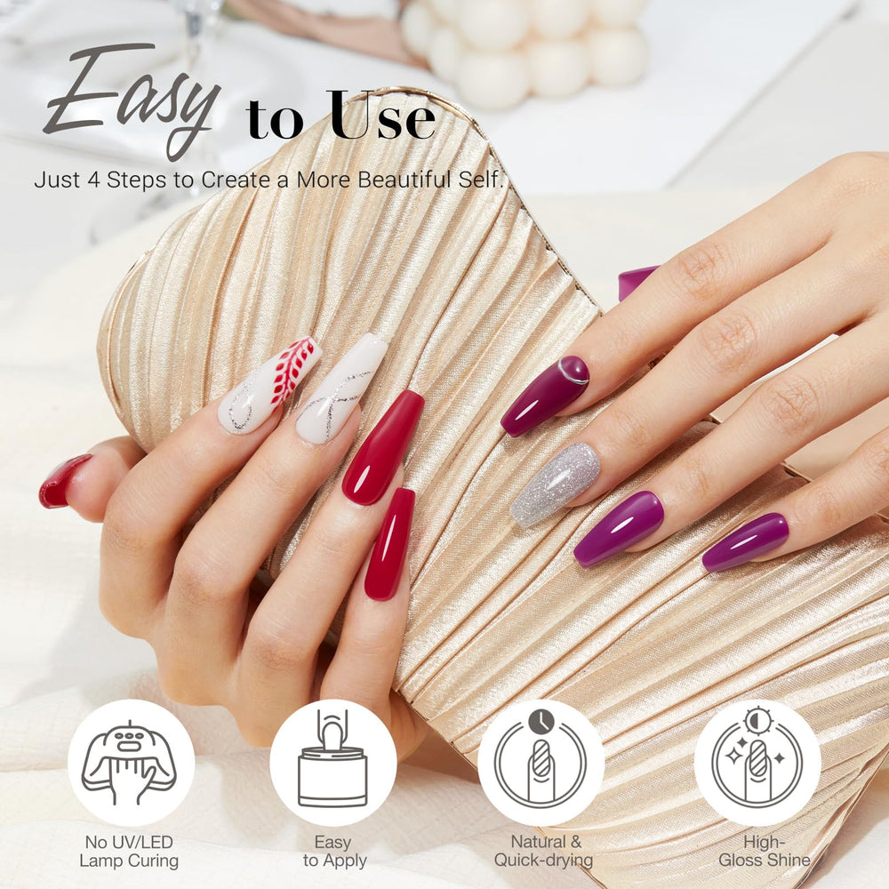 AZUREBEAUTY no-lamp-needed formula dries quickly for faster at-home nail art.