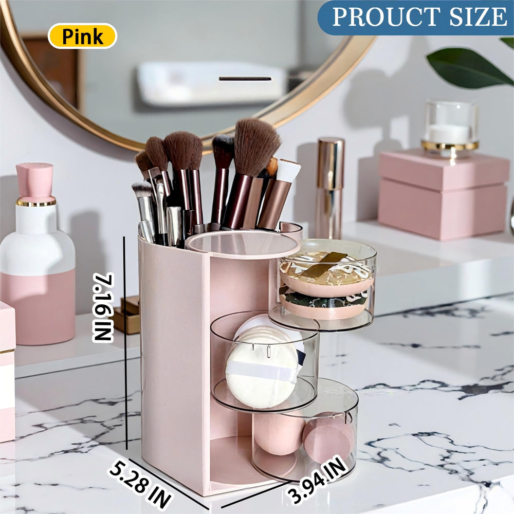 Azurphoric hair brush holder keeps brushes upright and accessible beside cosmetics