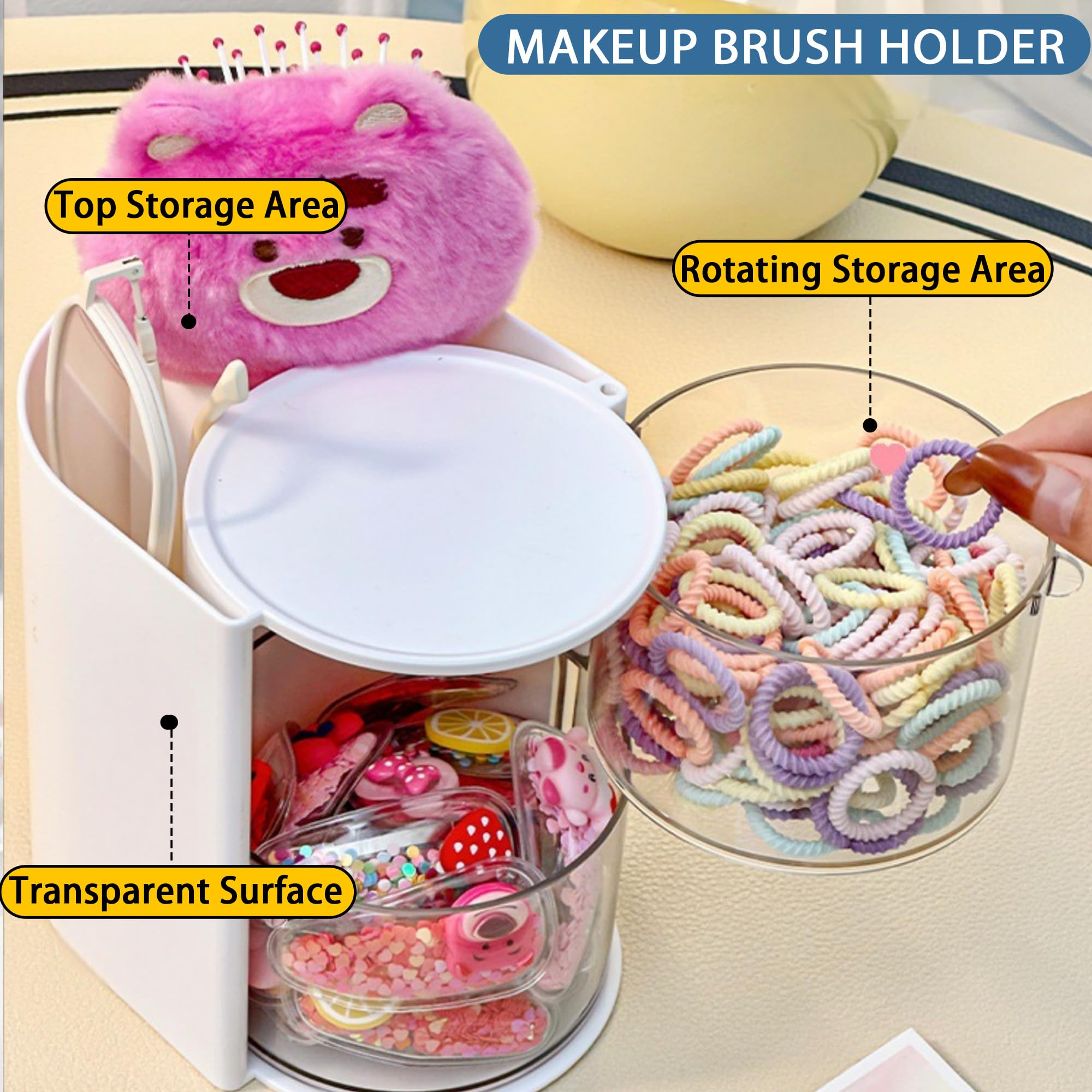 Azurphoric soporte para cepillos y maquillaje de dos capas facilita el acceso.