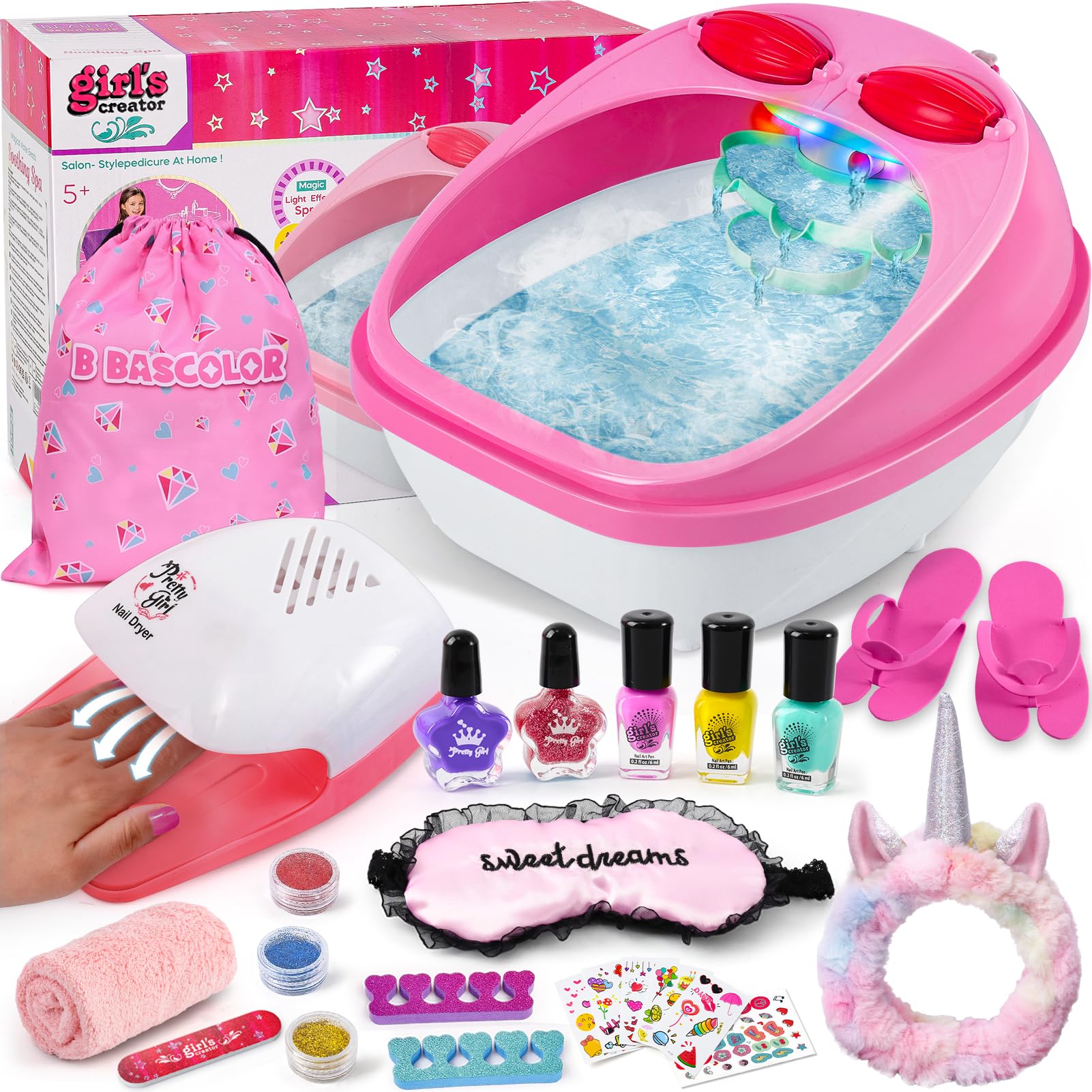 B Bascolor kids foot spa tub with light and mist for at-home spa time