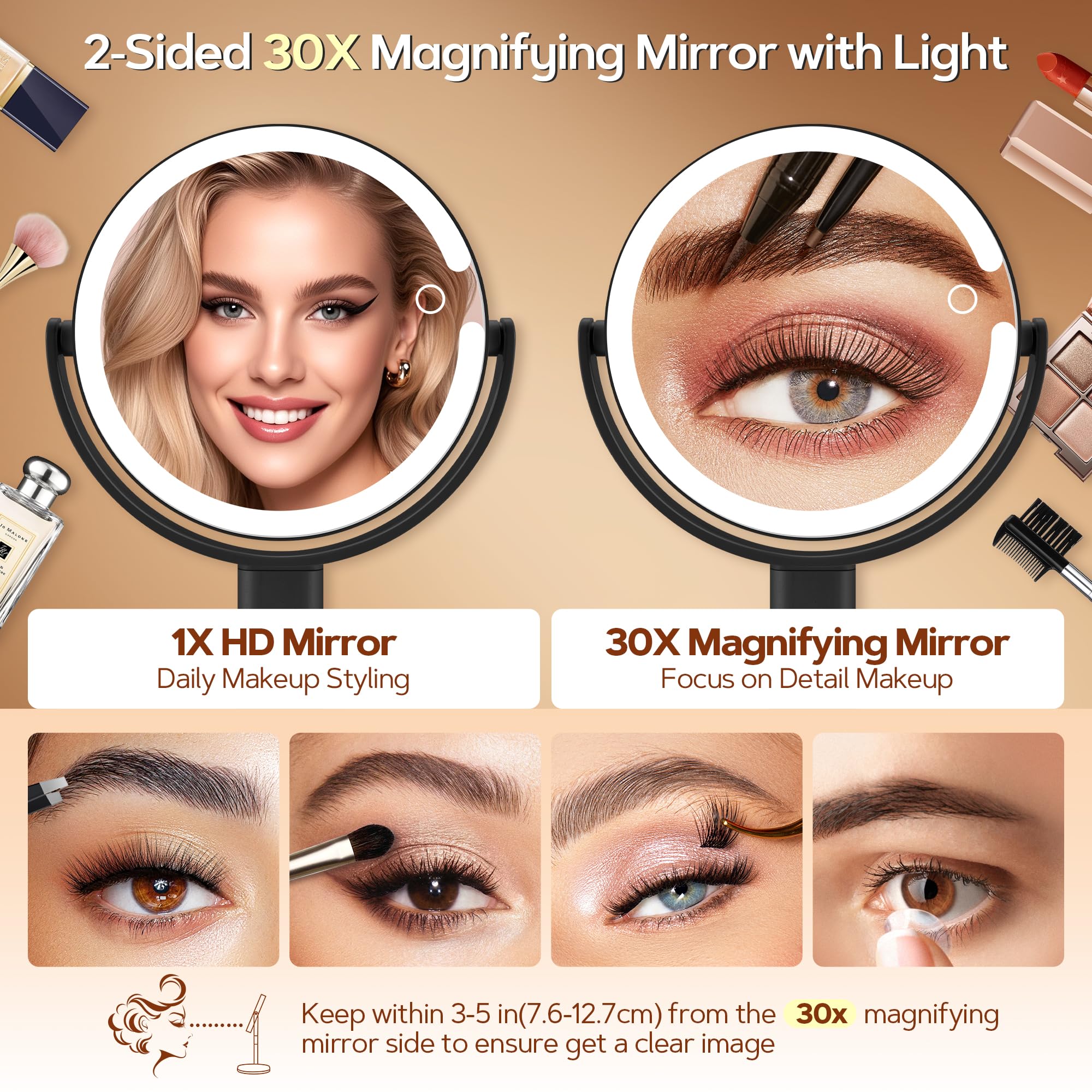 B Beauty Planet 360° rotating mirror for quick angle changes during routines