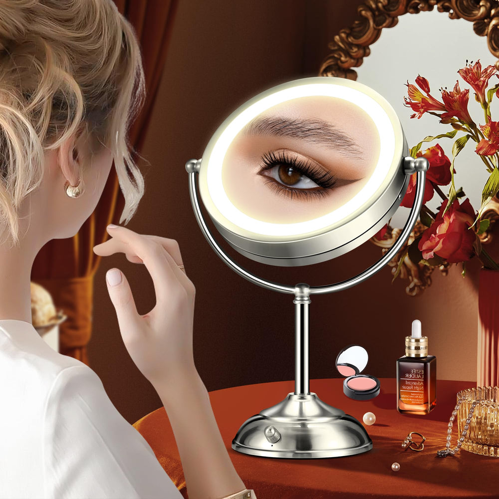B Beauty Planet 9-inch lighted mirror front view enables consistent lighting for daily makeup.