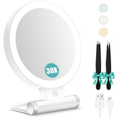 B Beauty Planet double-sided mirror with 1x and 30x views for precise makeup.
