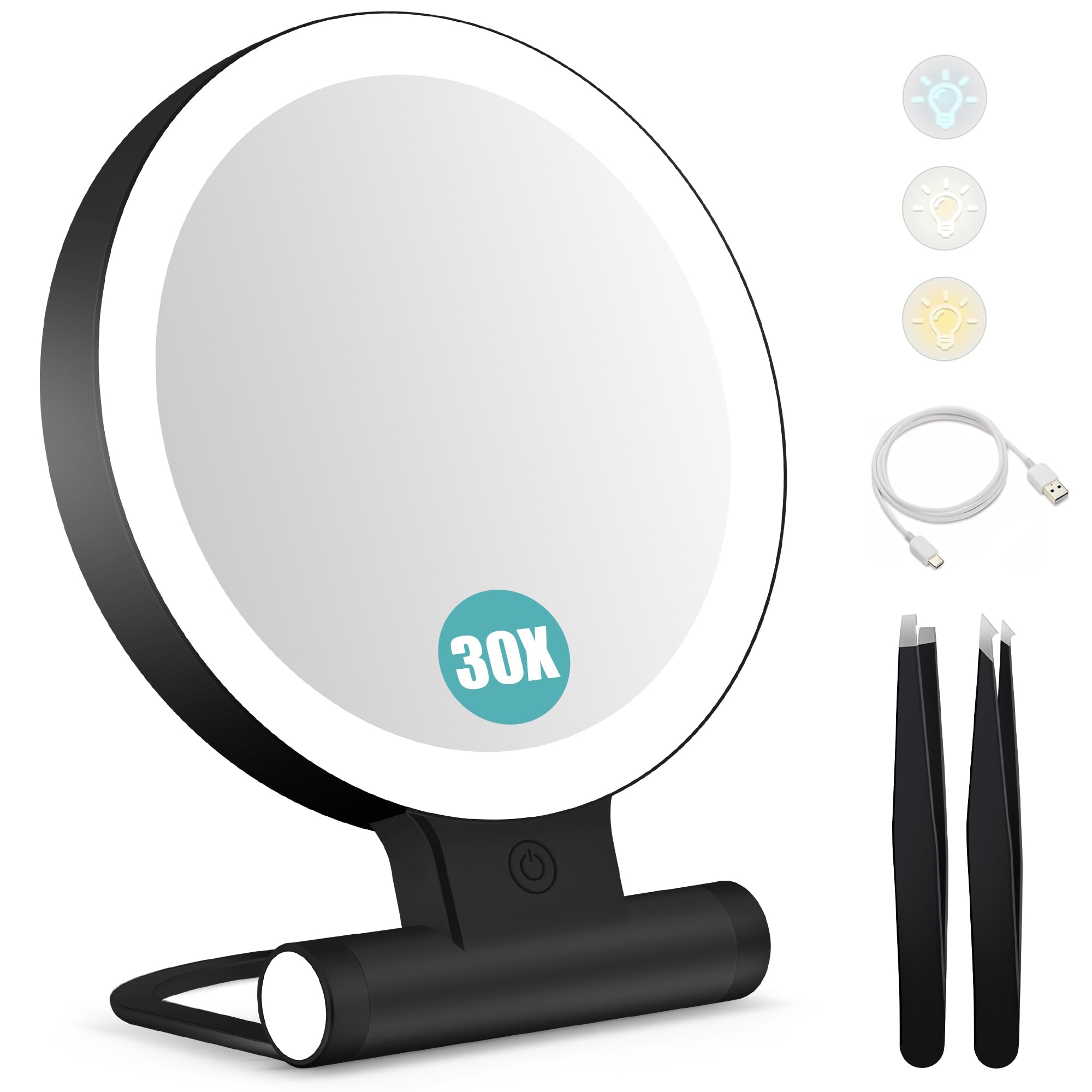 B Beauty Planet magnifying mirror 30x close-up for precise brow shaping.