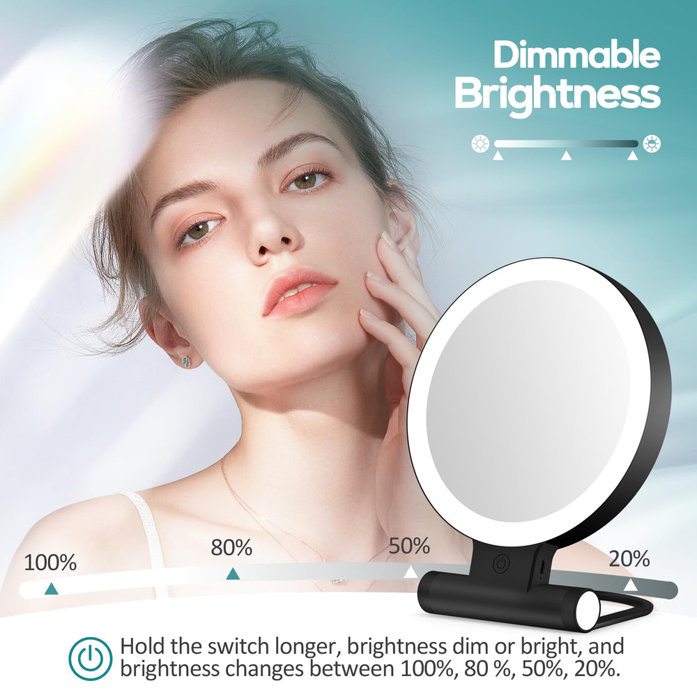 B Beauty Planet magnifying mirror USB-C charging for easy power on the go.