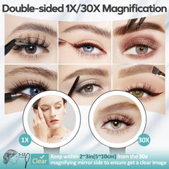 B Beauty Planet magnifying mirror light settings aid accurate color matching.