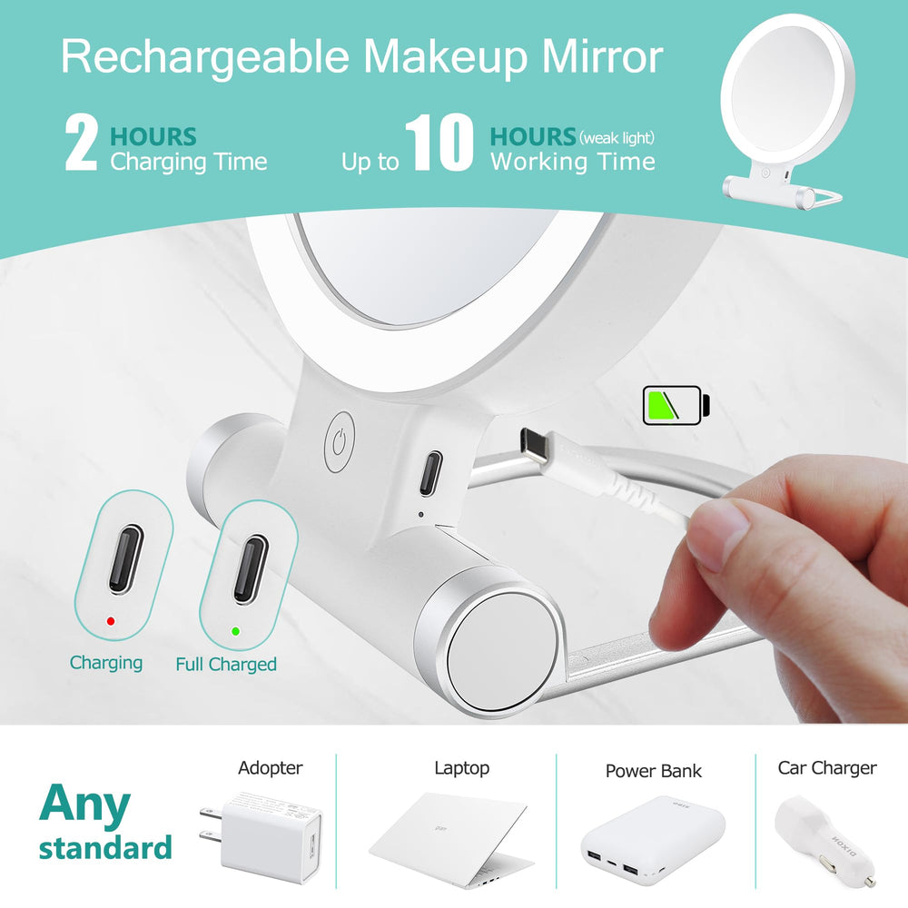 B Beauty Planet compact travel-size mirror fits bags for on-the-go grooming.