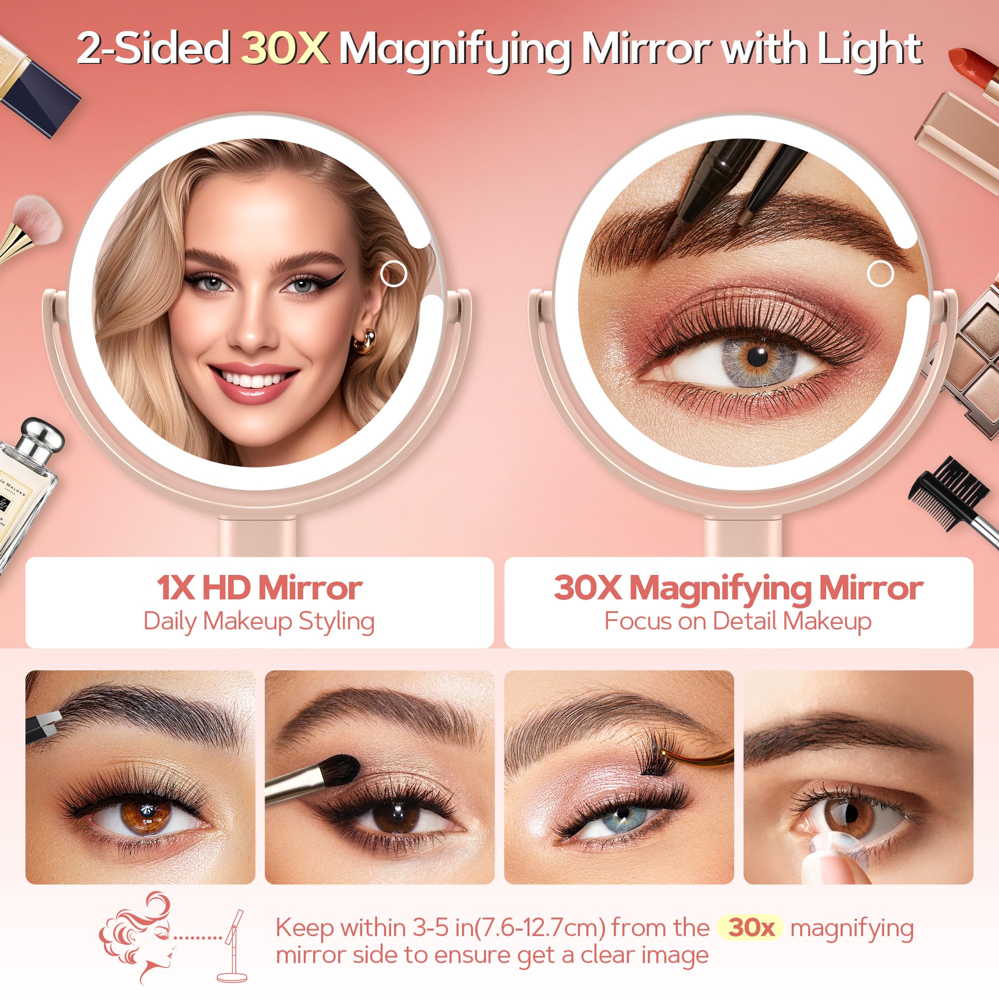 B Beauty Planet makeup-mirror-3-lighting-modes reveals natural, warm, and cool illumination