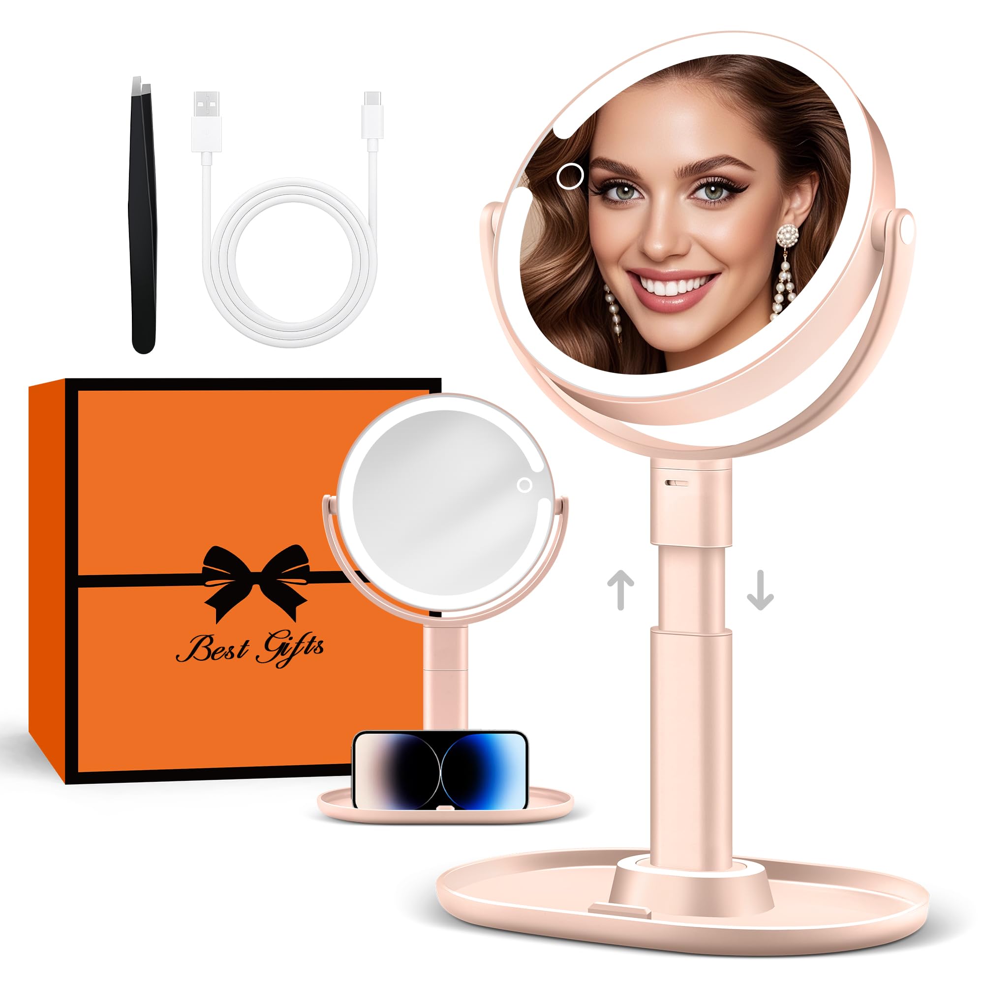 B Beauty Planet makeup-mirror-30x-closeup shows precision grooming for brows and lashes