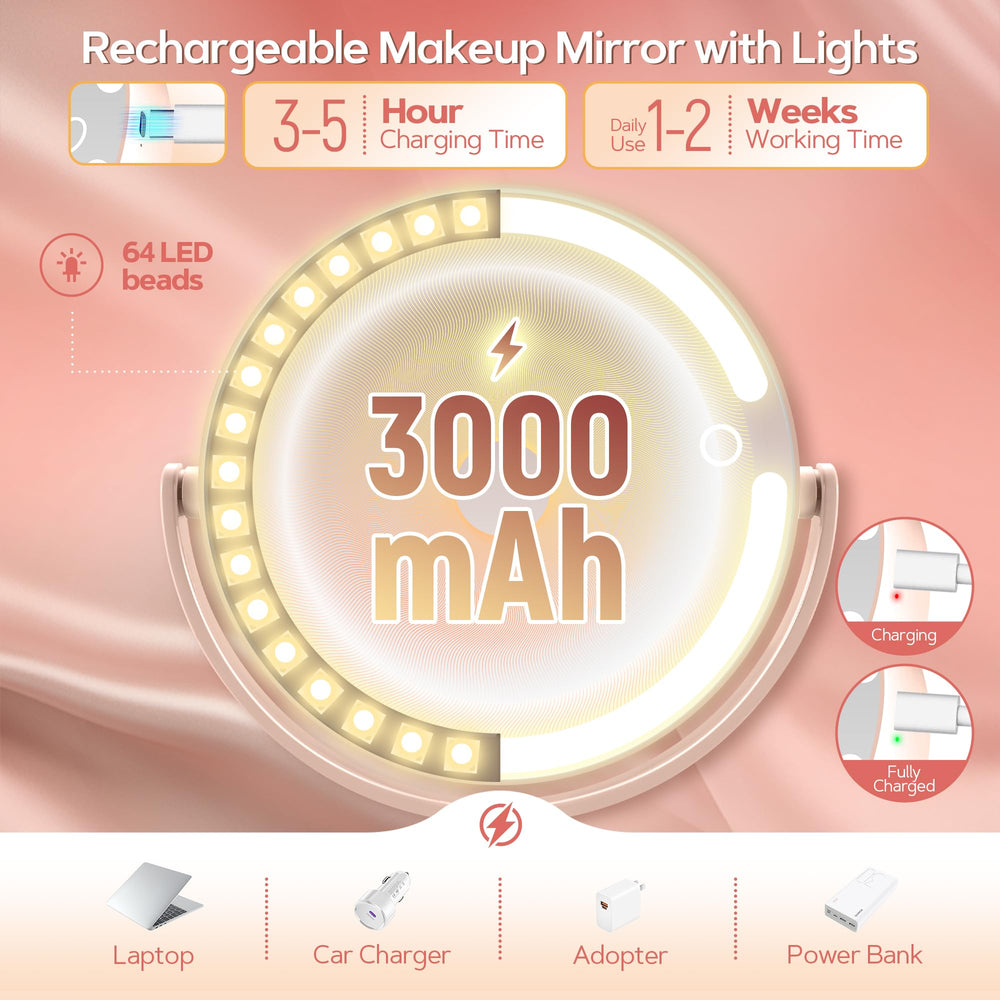 B Beauty Planet makeup-mirror-rechargeable-battery fuels cordless use