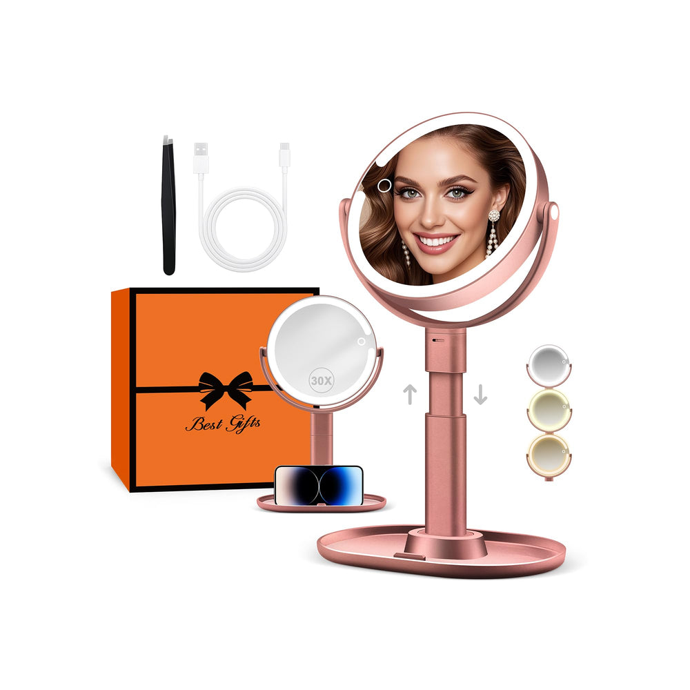 B Beauty Planet makeup mirror rose gold front view for daily grooming convenience.