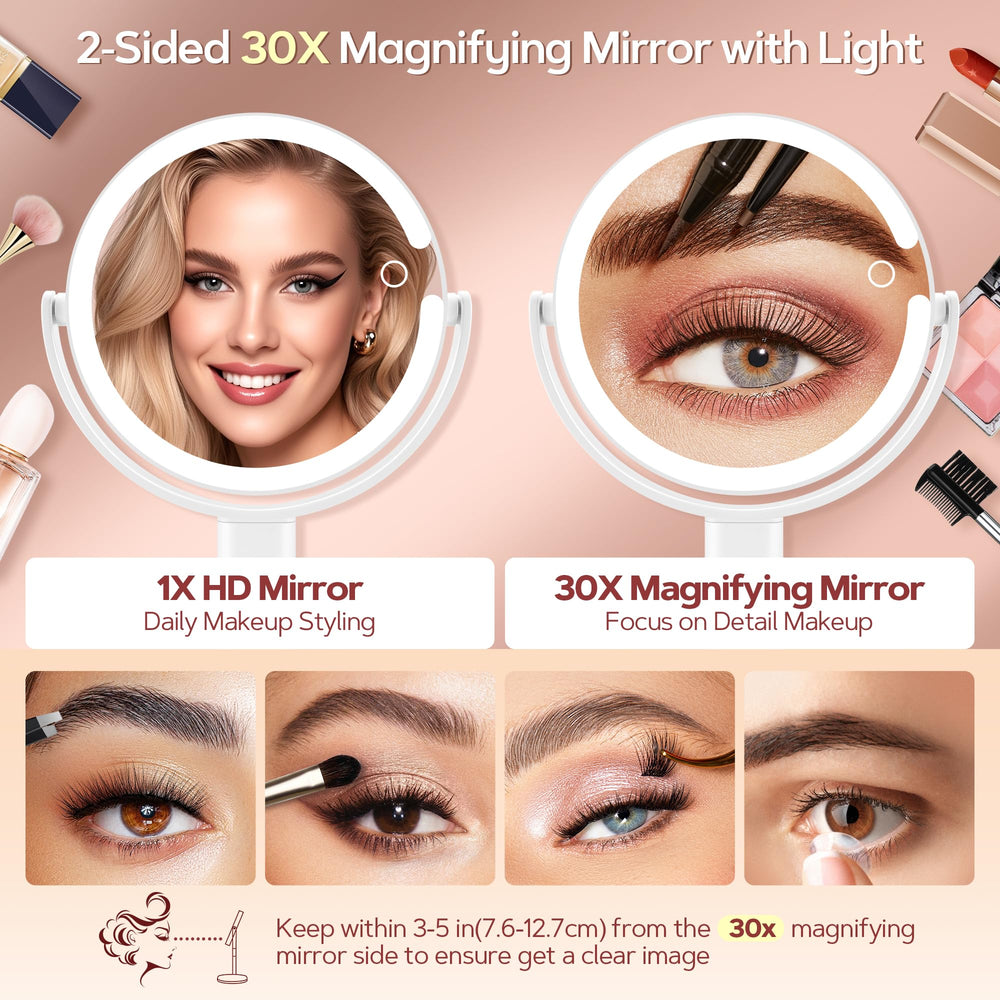 B Beauty Planet mirror with lights 360° rotatable stand for versatile angles.