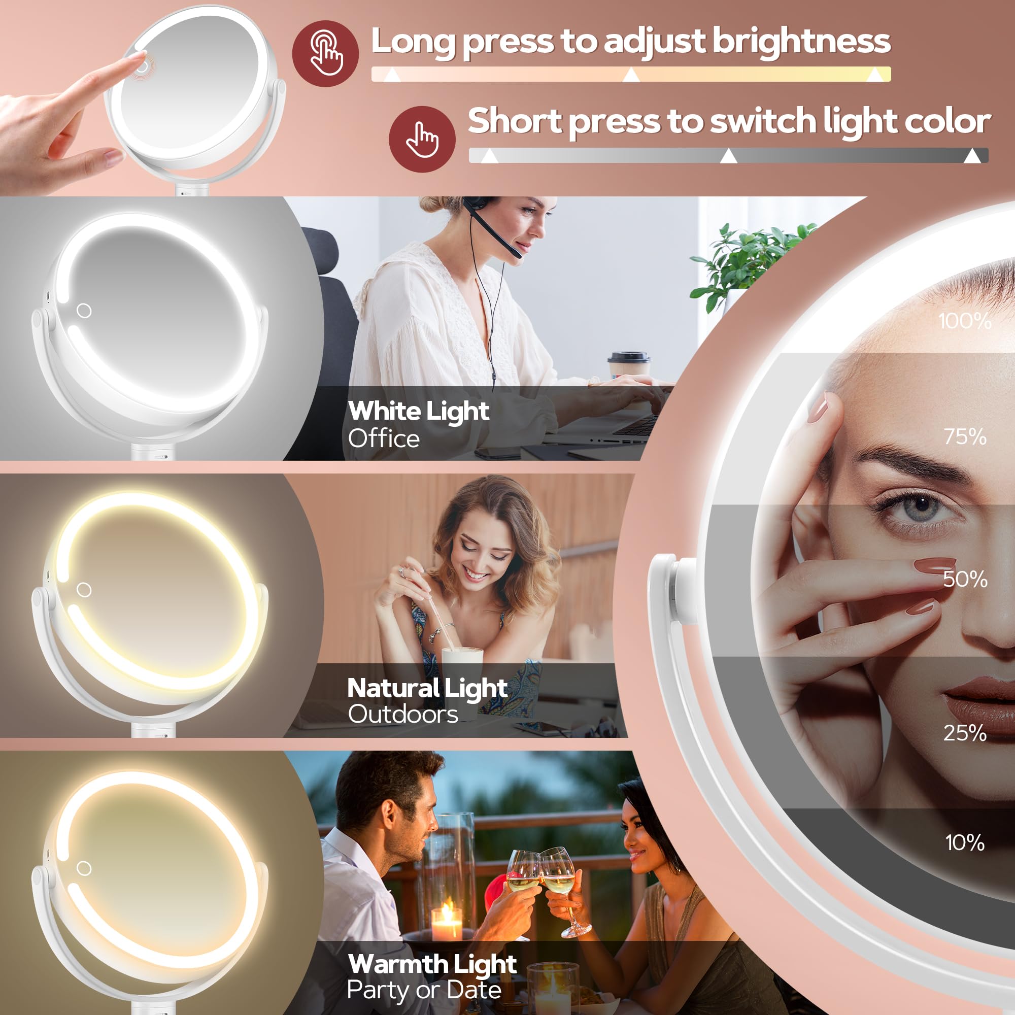 B Beauty Planet mirror with lights includes precision tweezers for detailed grooming tasks.