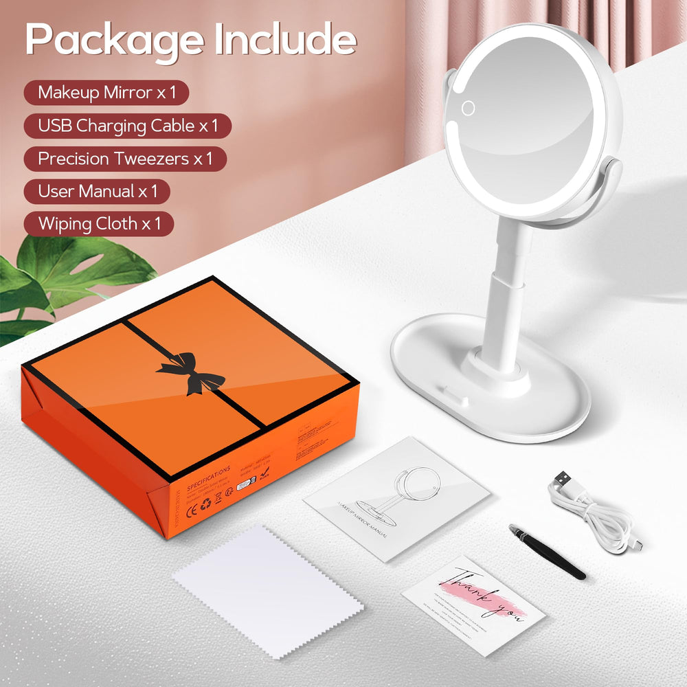 B Beauty Planet portable lighted mirror with detachable design for travel and storage.