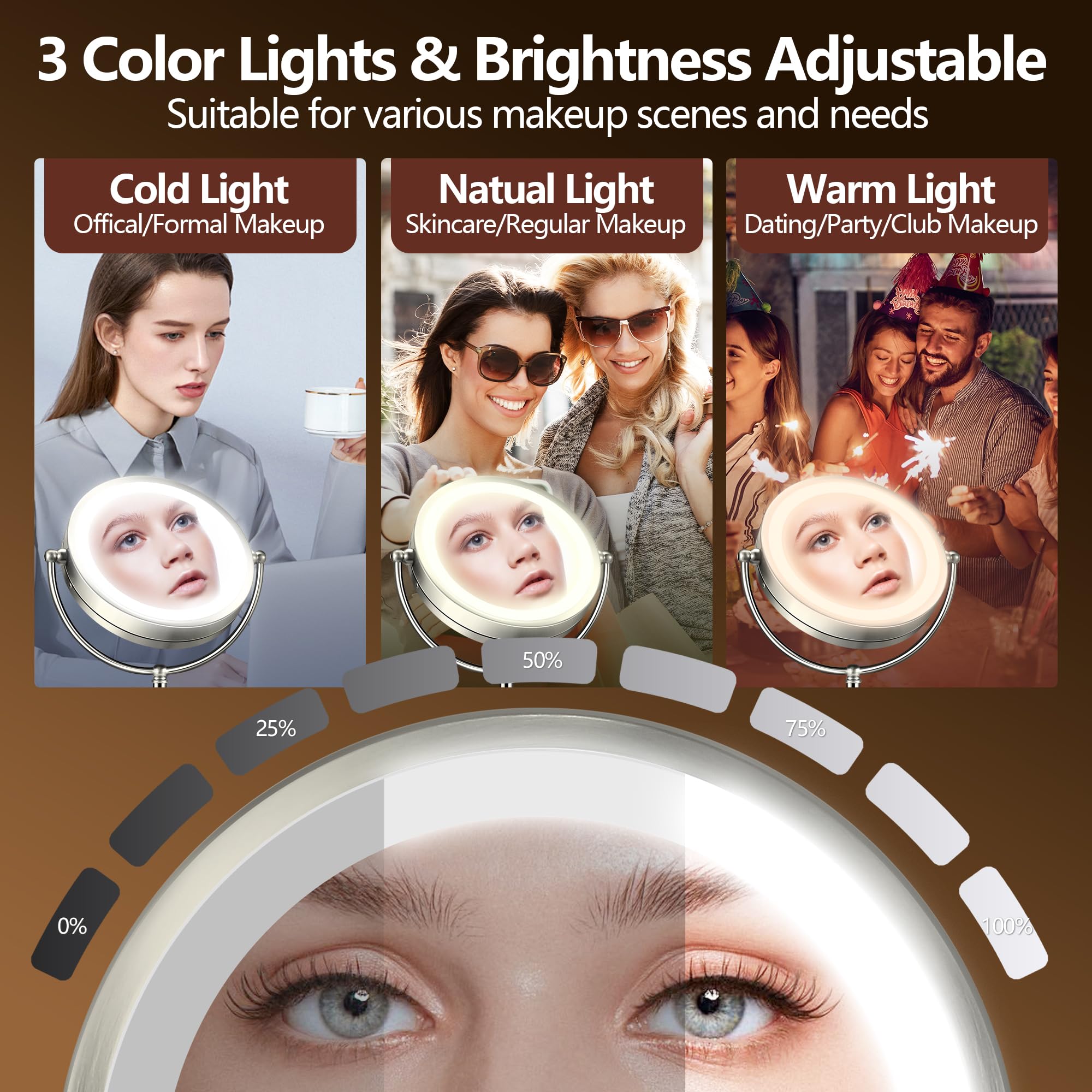 B Beauty Planet three-color modes adjustable brightness tailor lighting for any makeup scenario.