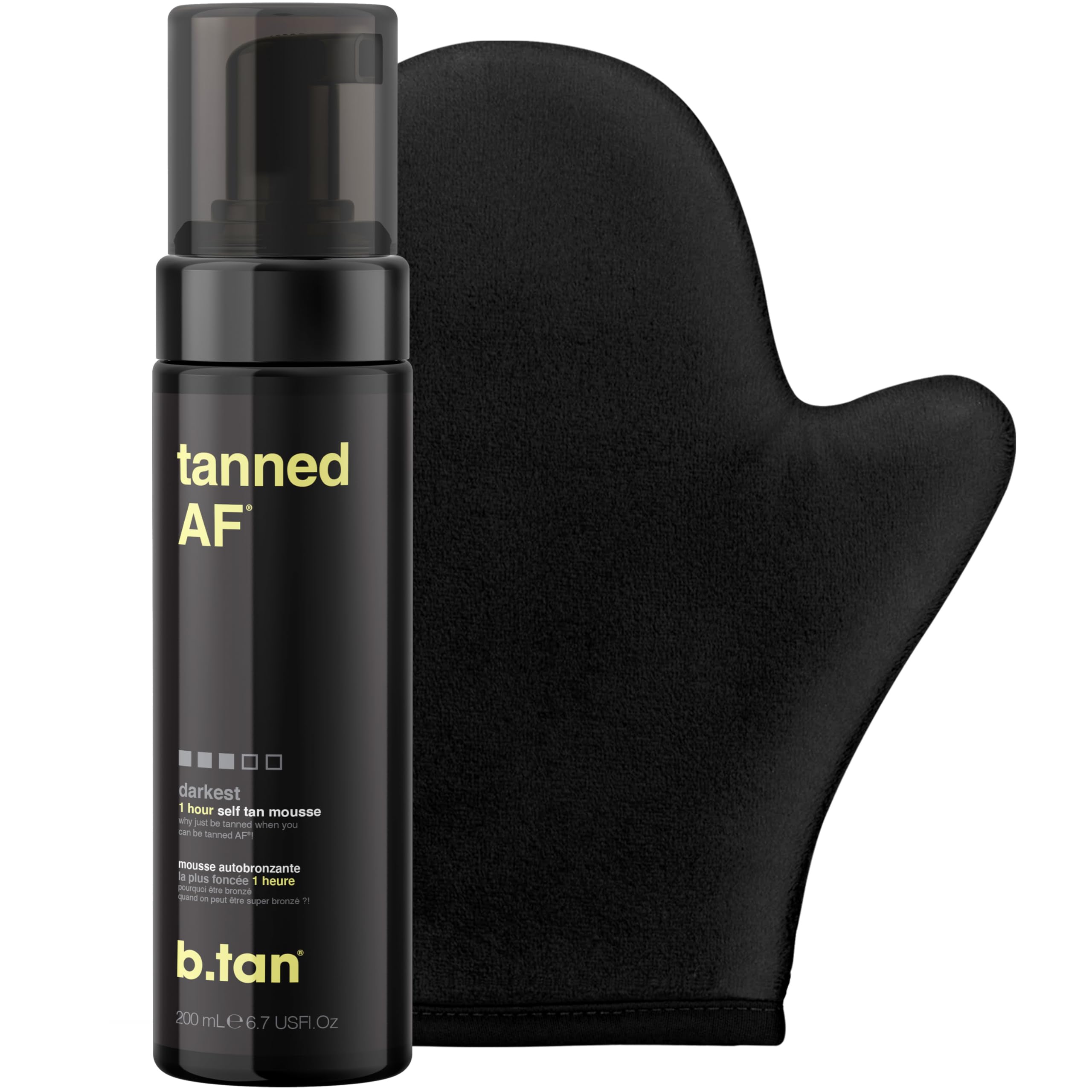 B.TAN Dark self-tanner mousse applied for a smooth bronze glow.