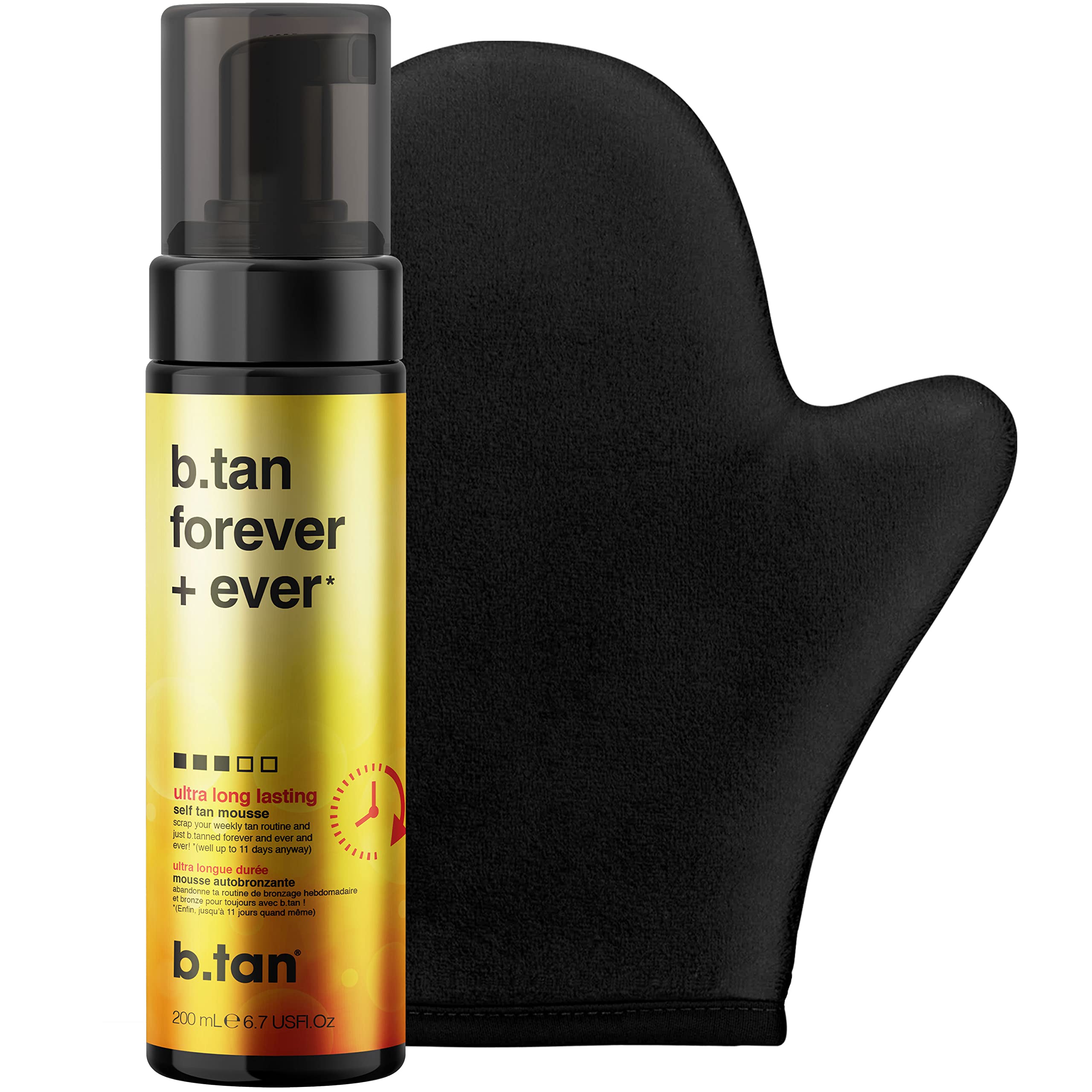 B.TAN ultra long lasting self-tanner kit forever bundle box for durable color.