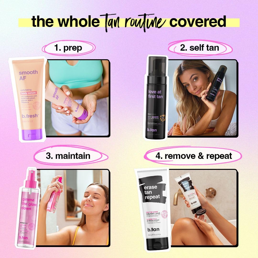 B.TAN Violet product setup featuring mousse and mist for easy use