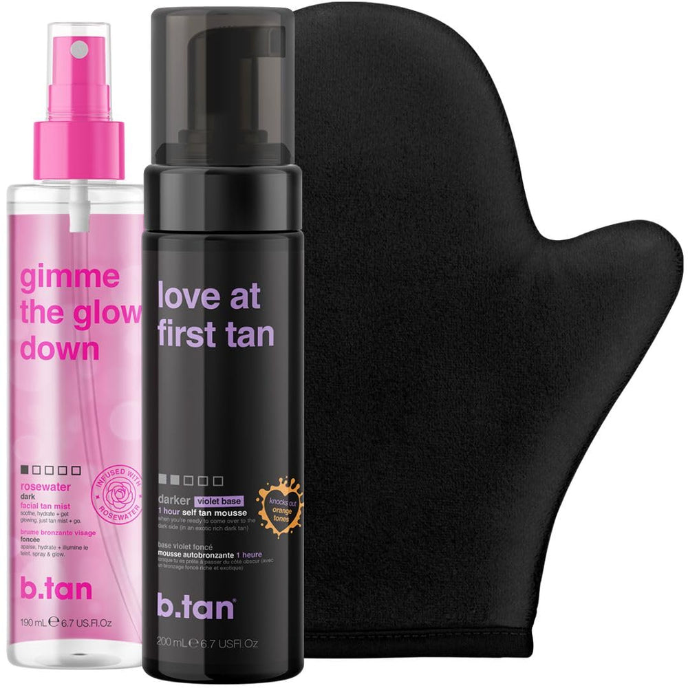 B.TAN Violet self tan foam bottle for a natural dark glow without orange tones