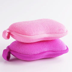 BabaMate-lathers-easily pink-violet sponge image shows quick lather with baby wash.