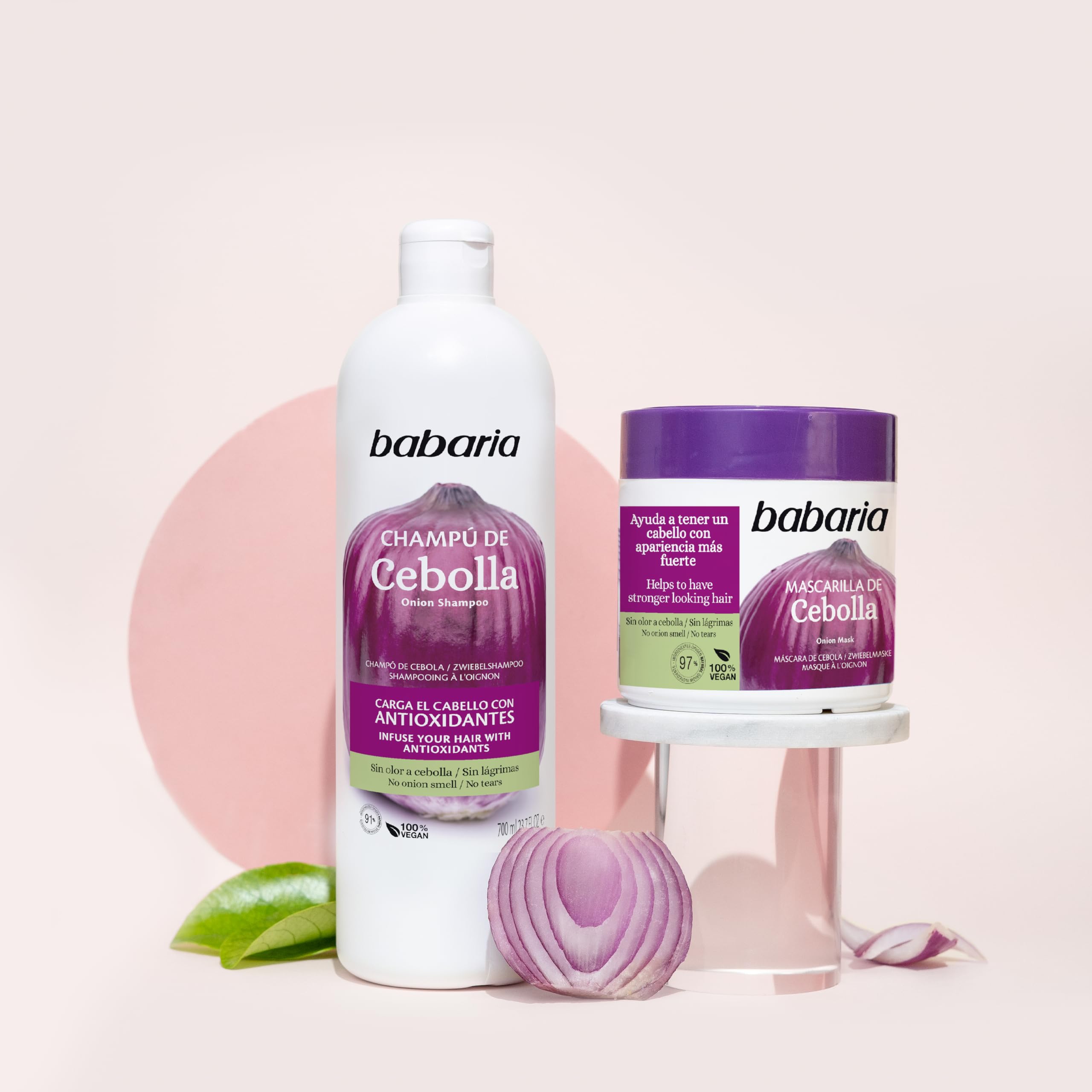 Babaria Onion Hair Mask on scalp care for nourished roots.