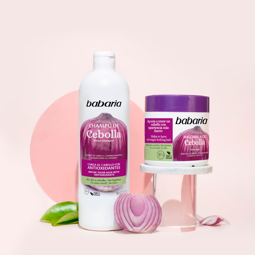 Babaria Onion Hair Mask on scalp care for nourished roots.