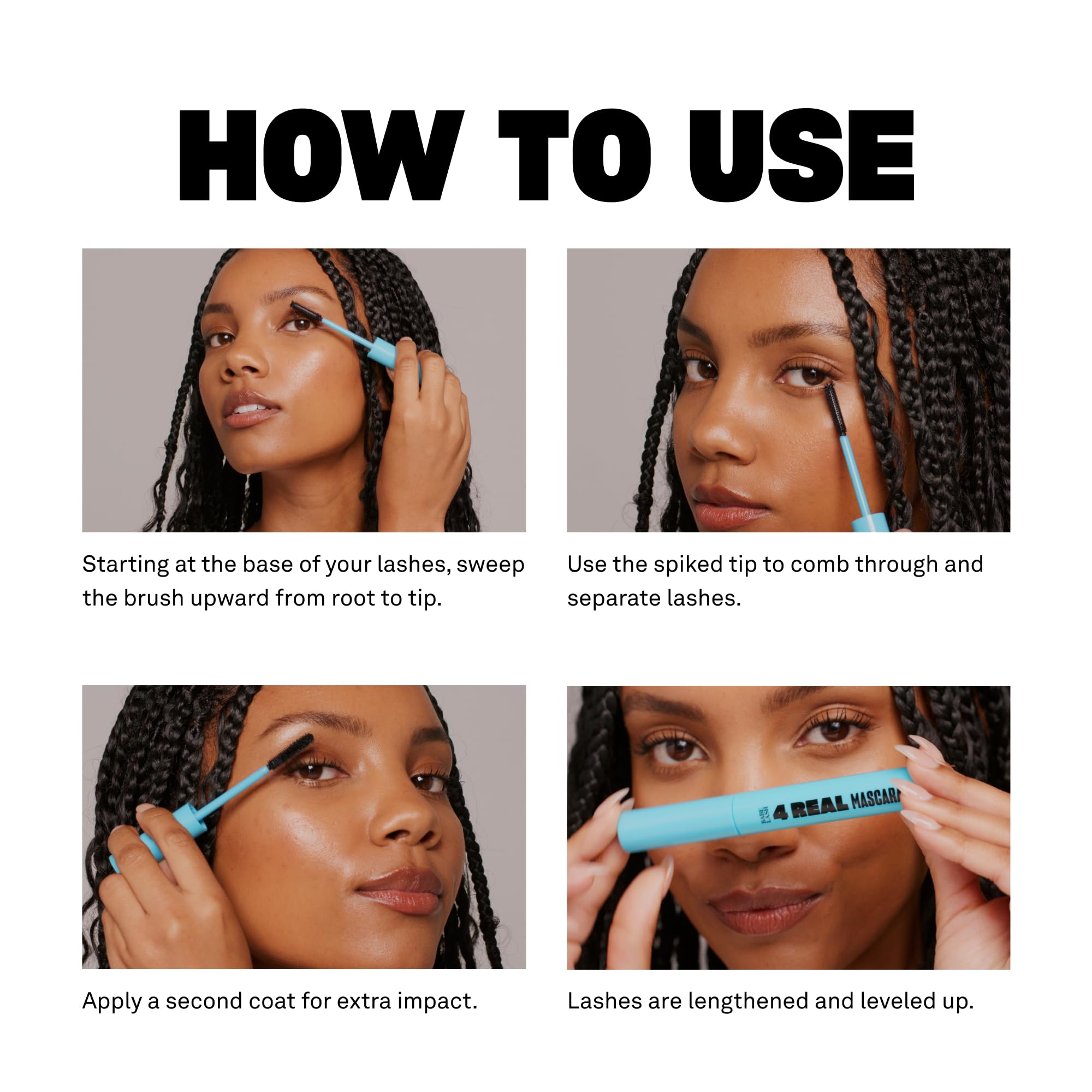 BABE ORIGINAL 4 Real Mascara lift definition closeup showing lifted lashes.