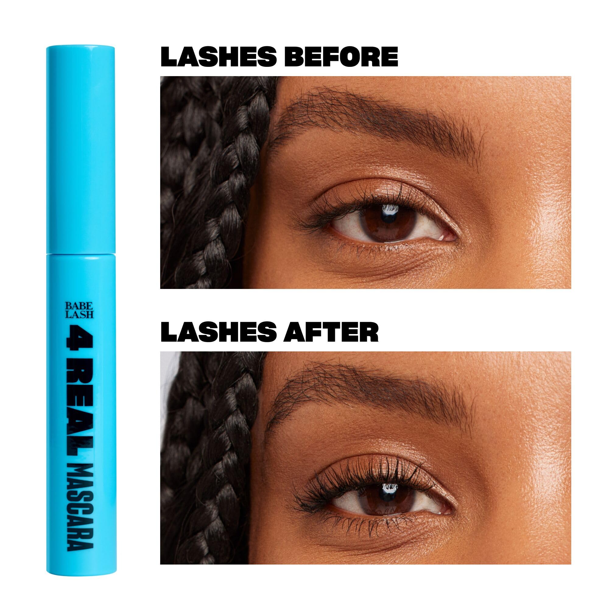 BABE ORIGINAL 4 Real Mascara wand silicone grips every lash for buildable volume.