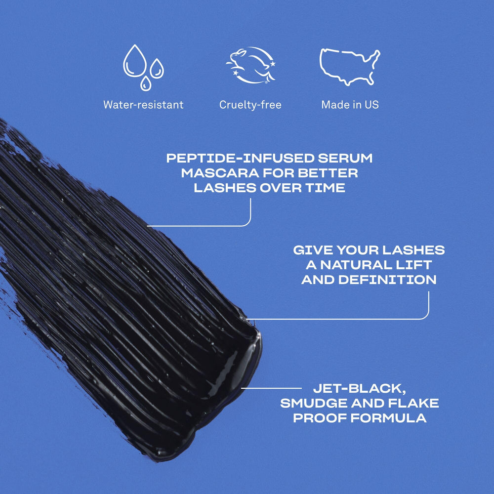 BABE ORIGINAL Enriching Mascara tube highlights nourishing olive oil and rice bran formula.