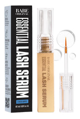 Babe Original Lash Serum bottle close-up shows vegan, cruelty-free formula for healthier-looking lashes