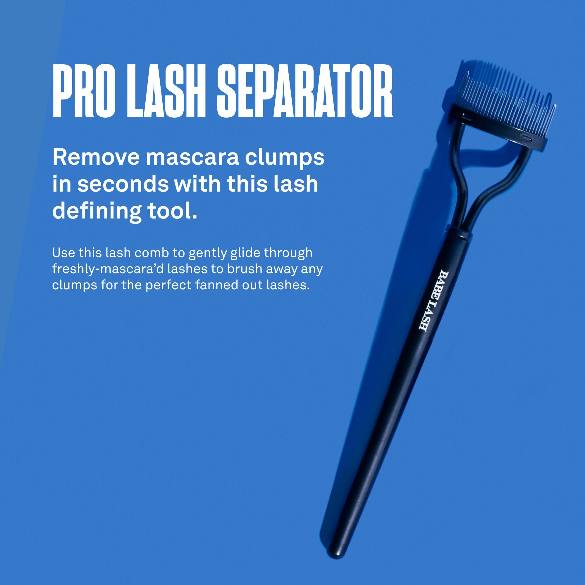 BABE ORIGINAL Pro Eyelash Separator fine-toothed comb closeup for precise mascara separation