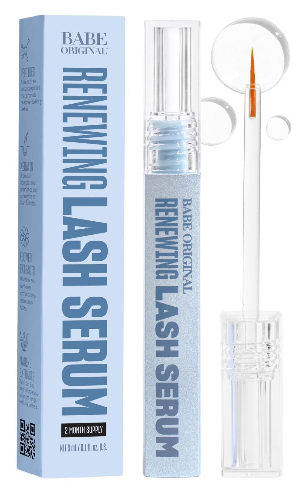 BABE ORIGINAL Renewing Lash Serum bottle for daily lash care